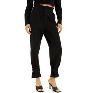 Culpos X Inc Women Paperbag Jeans 18 Black High Rise Elastic Waist Pockets NEW